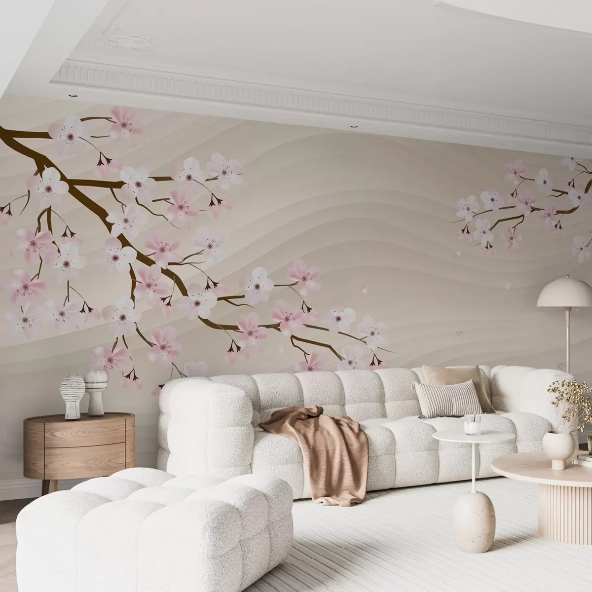 wall murals Сакура гране на таласастој пешчаној позадини w08959
