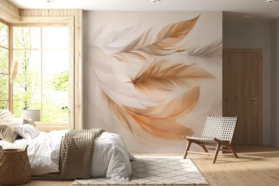wall murals Плутајуће прозрачно смеђе-сиво перје w08968