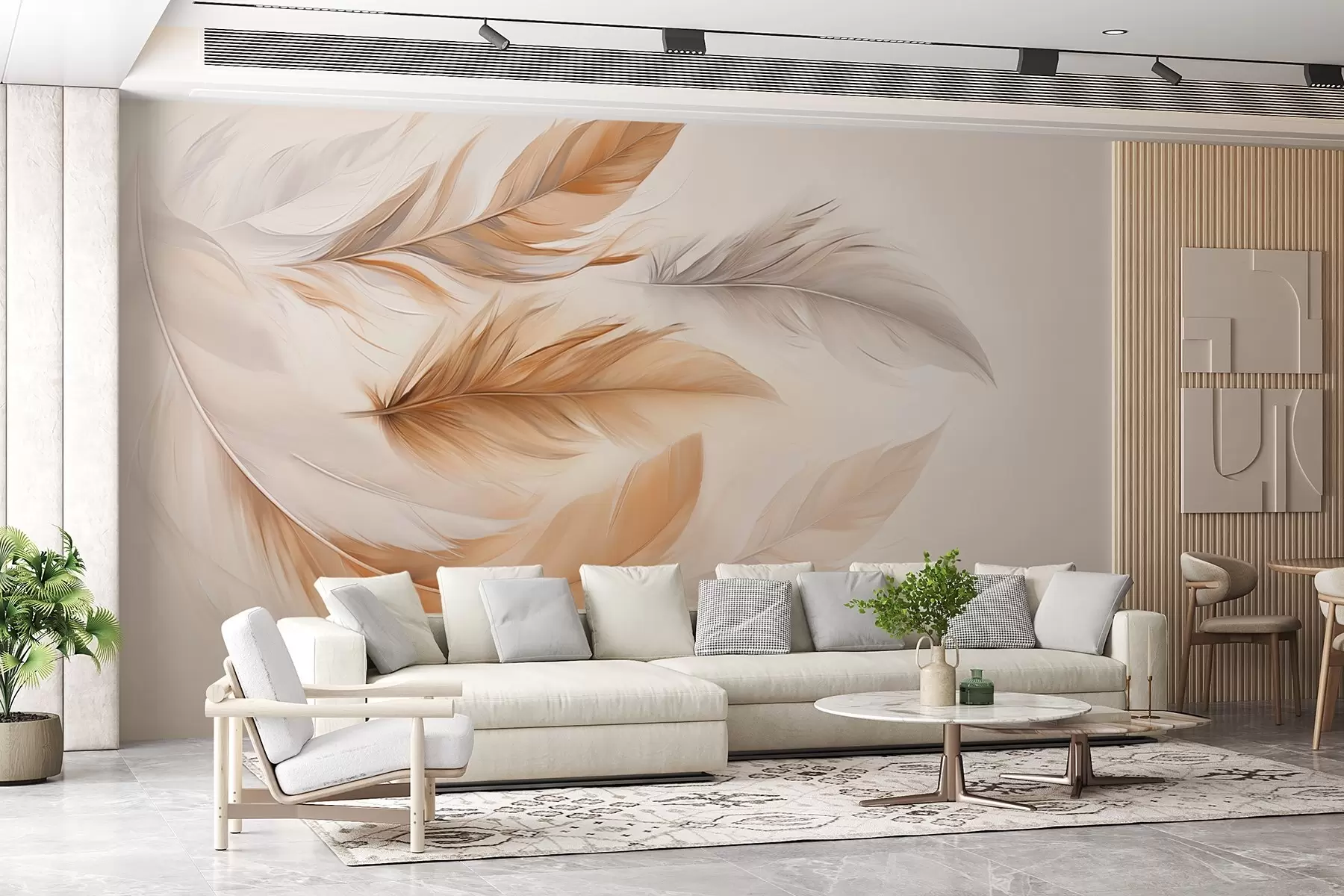 wall murals Плутајуће прозрачно смеђе-сиво перје w08968