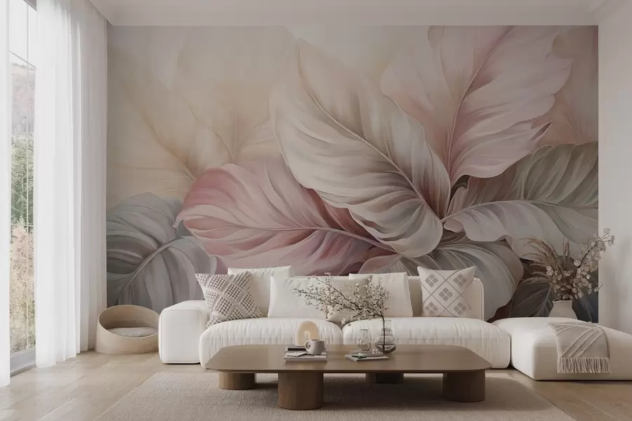 wall murals Тропско лишће са светлуцавим бојама w03597