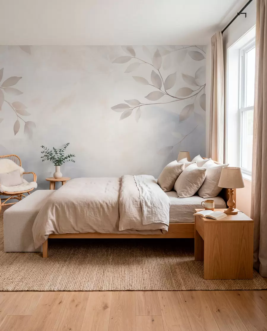 wall murals Светло лишће у магли w08990