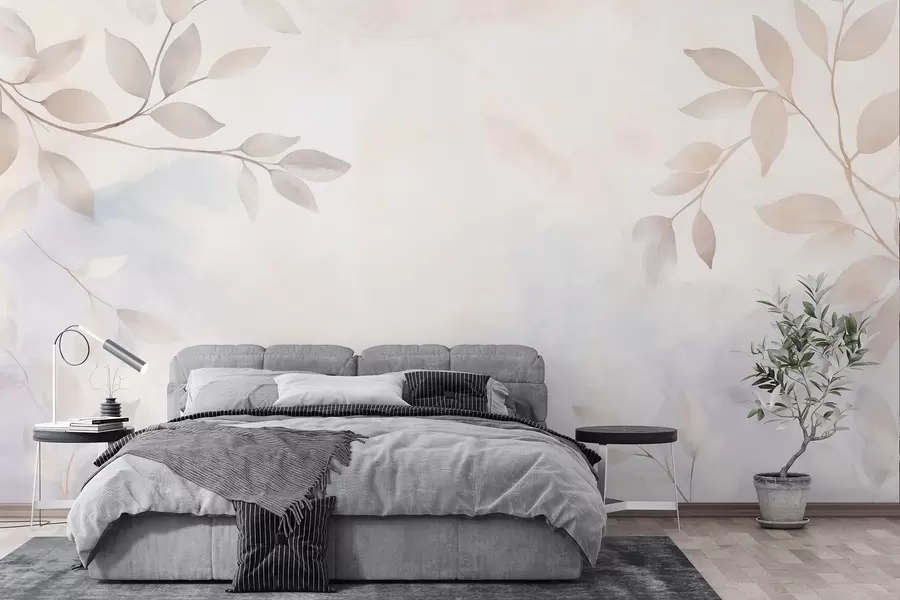 wall murals Светло лишће у магли w08990