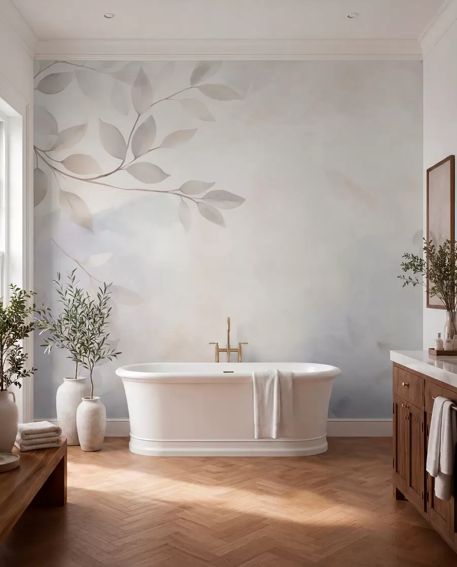 wall murals Светло лишће у магли w08990