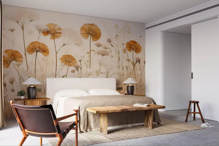 wall murals Дивље цвеће са жутим нијансама у топлим тоновима w08994