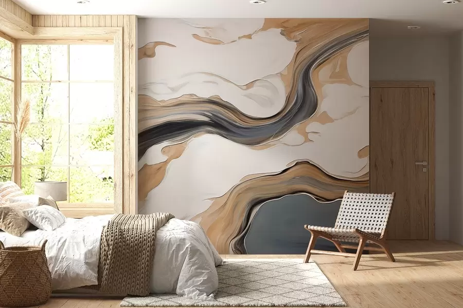 wall murals Смеђе-сиве пруге у облику таласа w09001