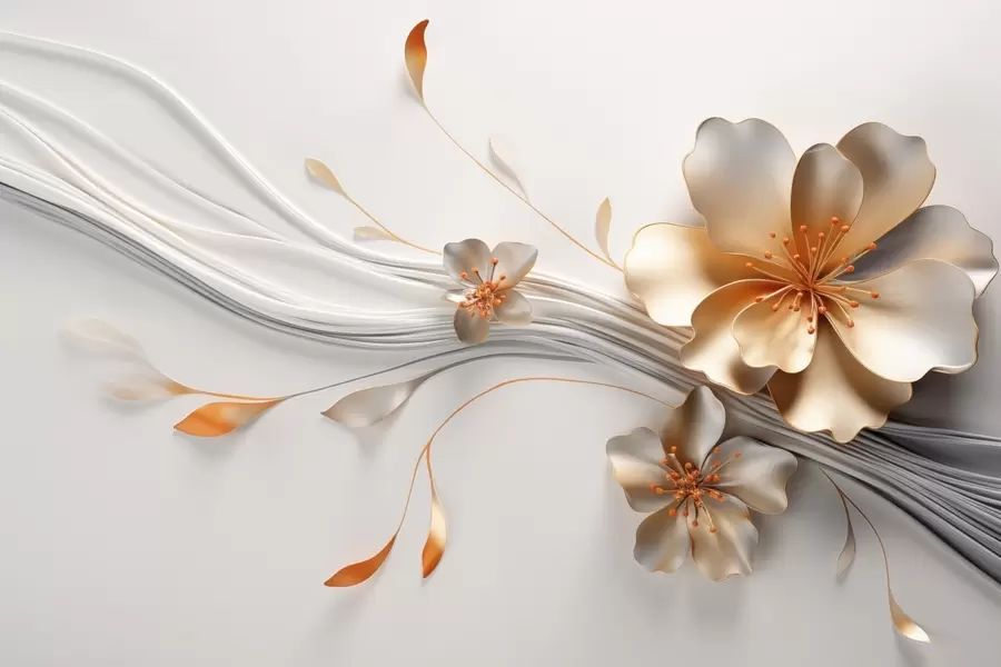 wall murals Наранџасти цвет на сивој апстрактној позадини w09004