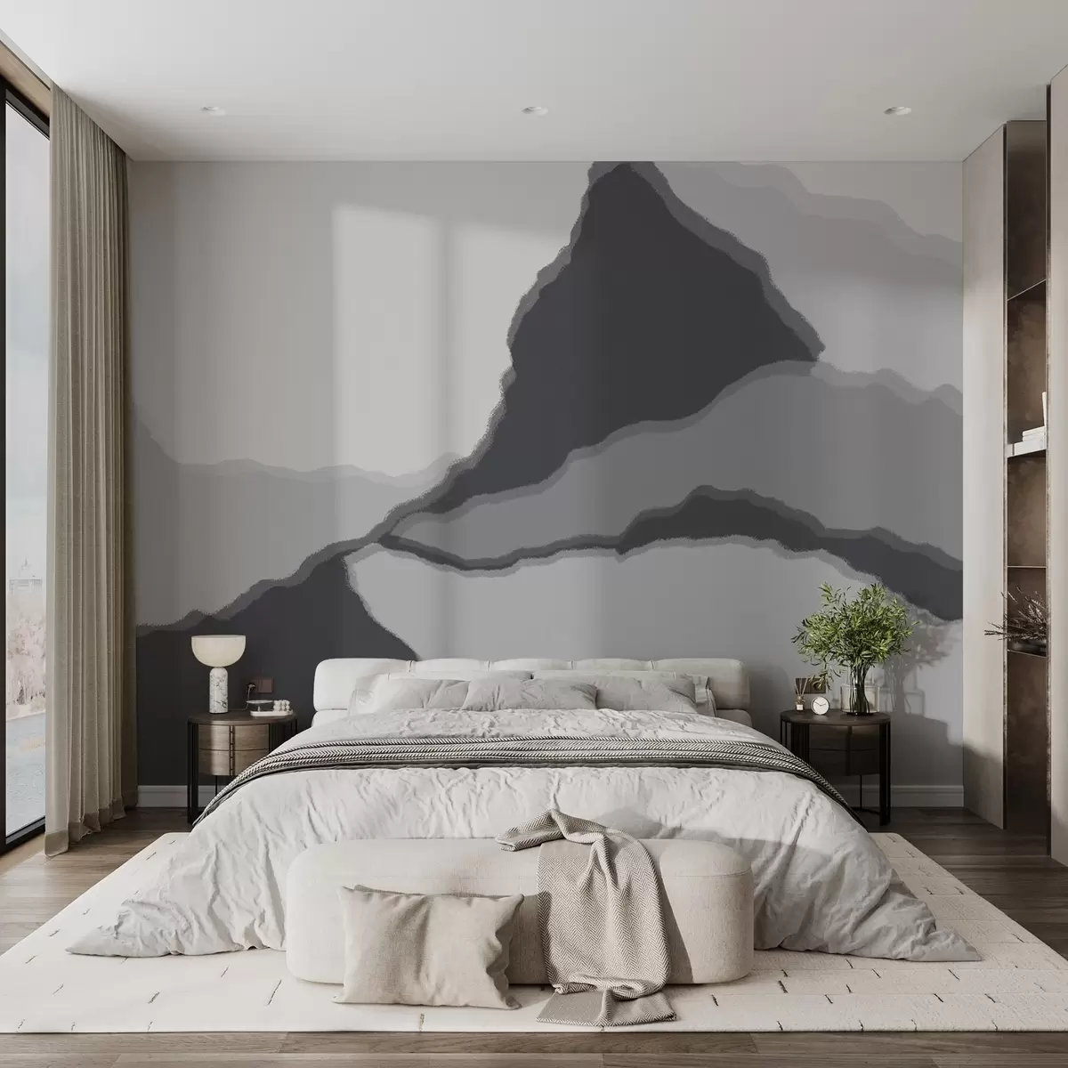 wall murals Планине, апстрактни обриси, слојевитост, силуете гребена, глатке линије w03791v1