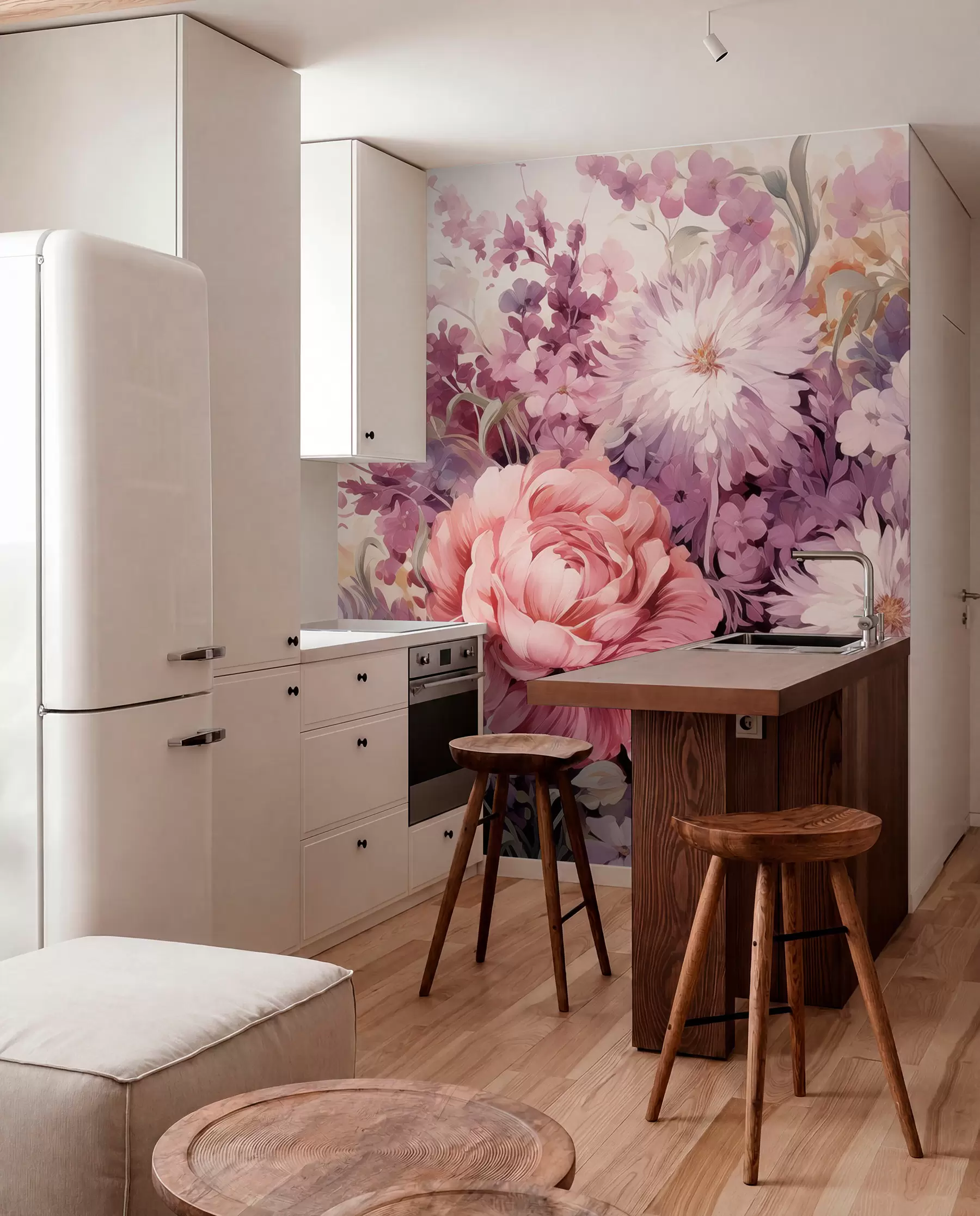 wall murals Шарено цвеће у розе и љубичастим тоновима: јорговани, божури, хризантеме w09039