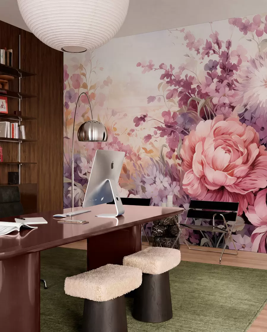 wall murals Шарено цвеће у розе и љубичастим тоновима: јорговани, божури, хризантеме w09039