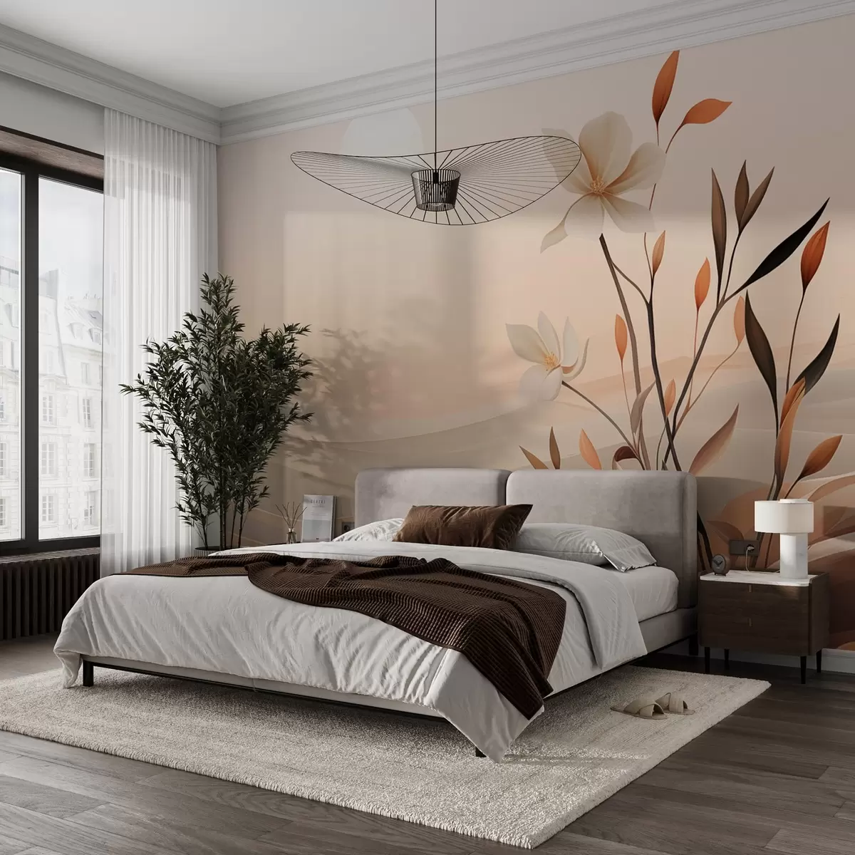wall murals Расте цвет на позадини пустиње и планина w09044