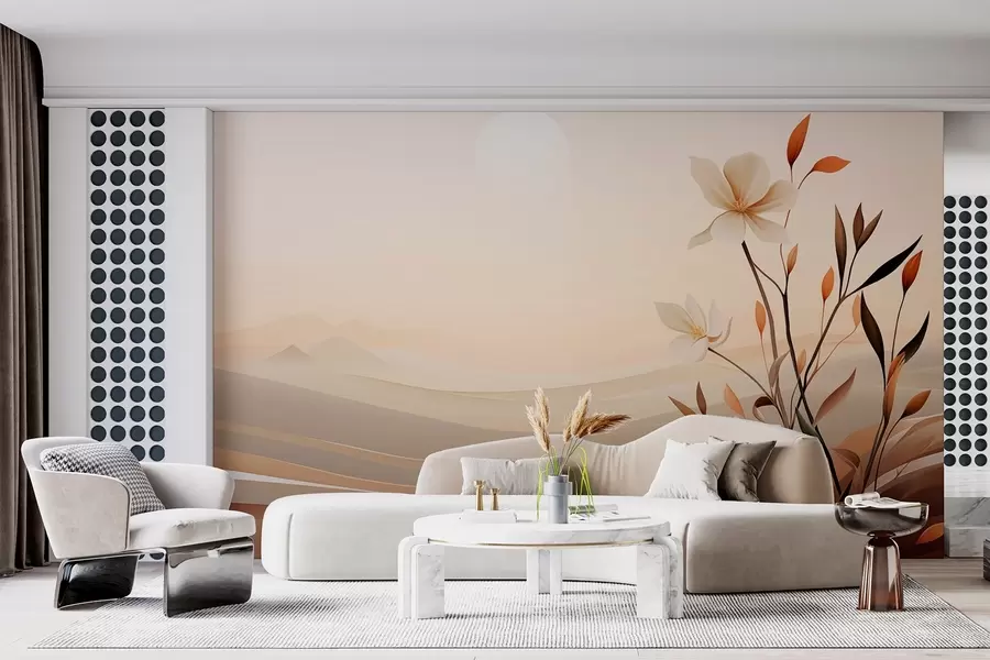 wall murals Расте цвет на позадини пустиње и планина w09044