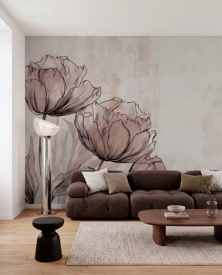 wall murals Пастелни тулипани са лаганим винтаге ефектом w03796