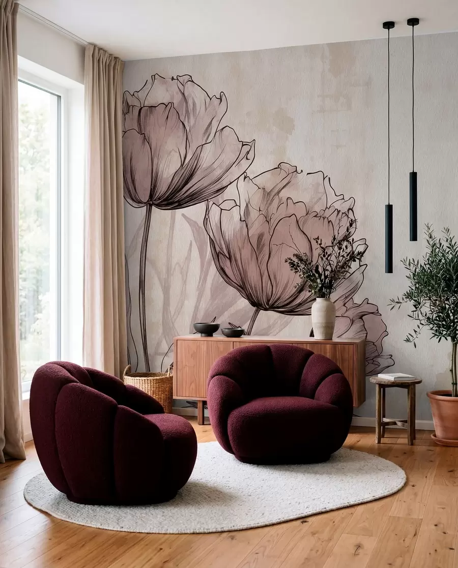 wall murals Пастелни тулипани са лаганим винтаге ефектом w03796
