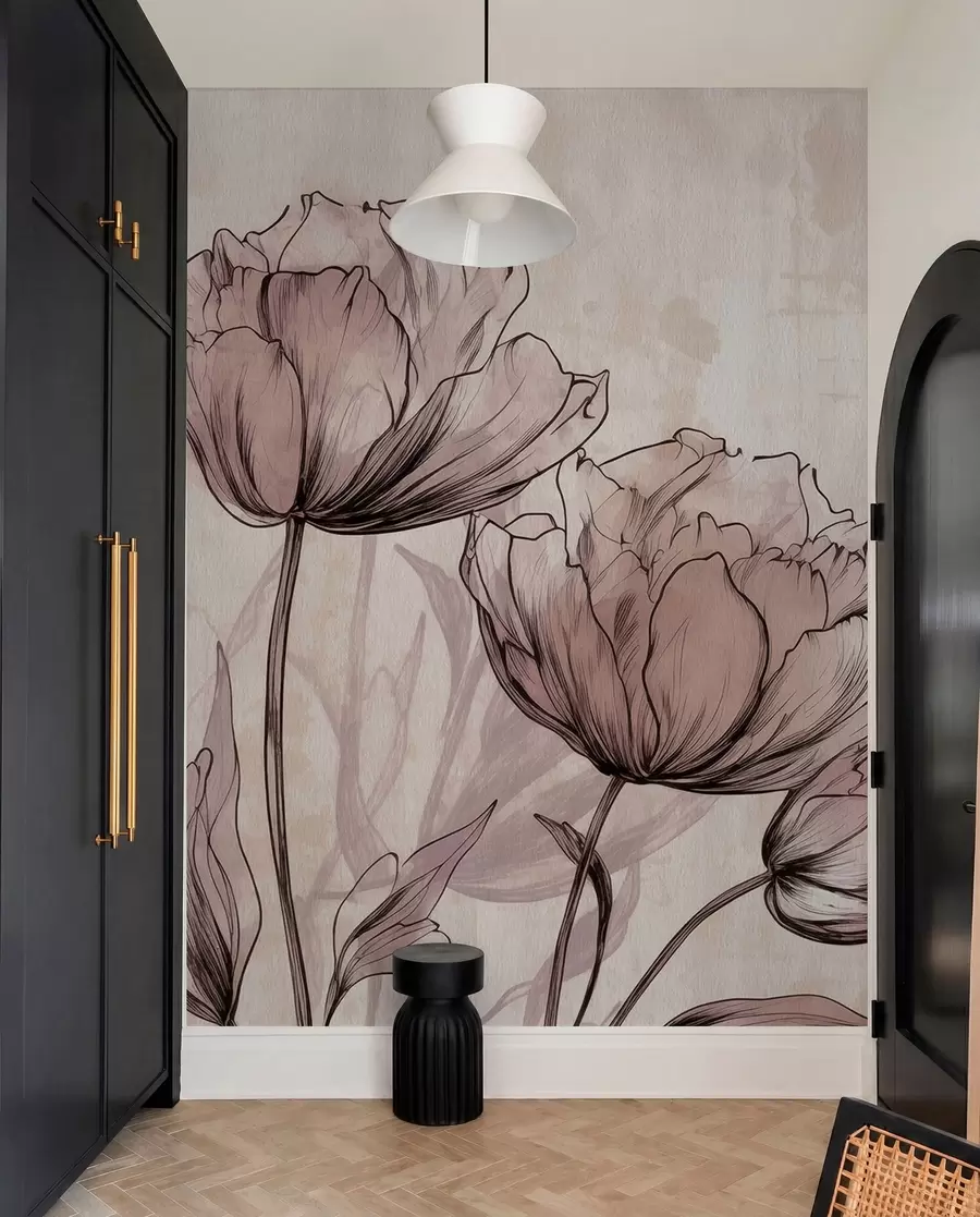 wall murals Пастелни тулипани са лаганим винтаге ефектом w03796