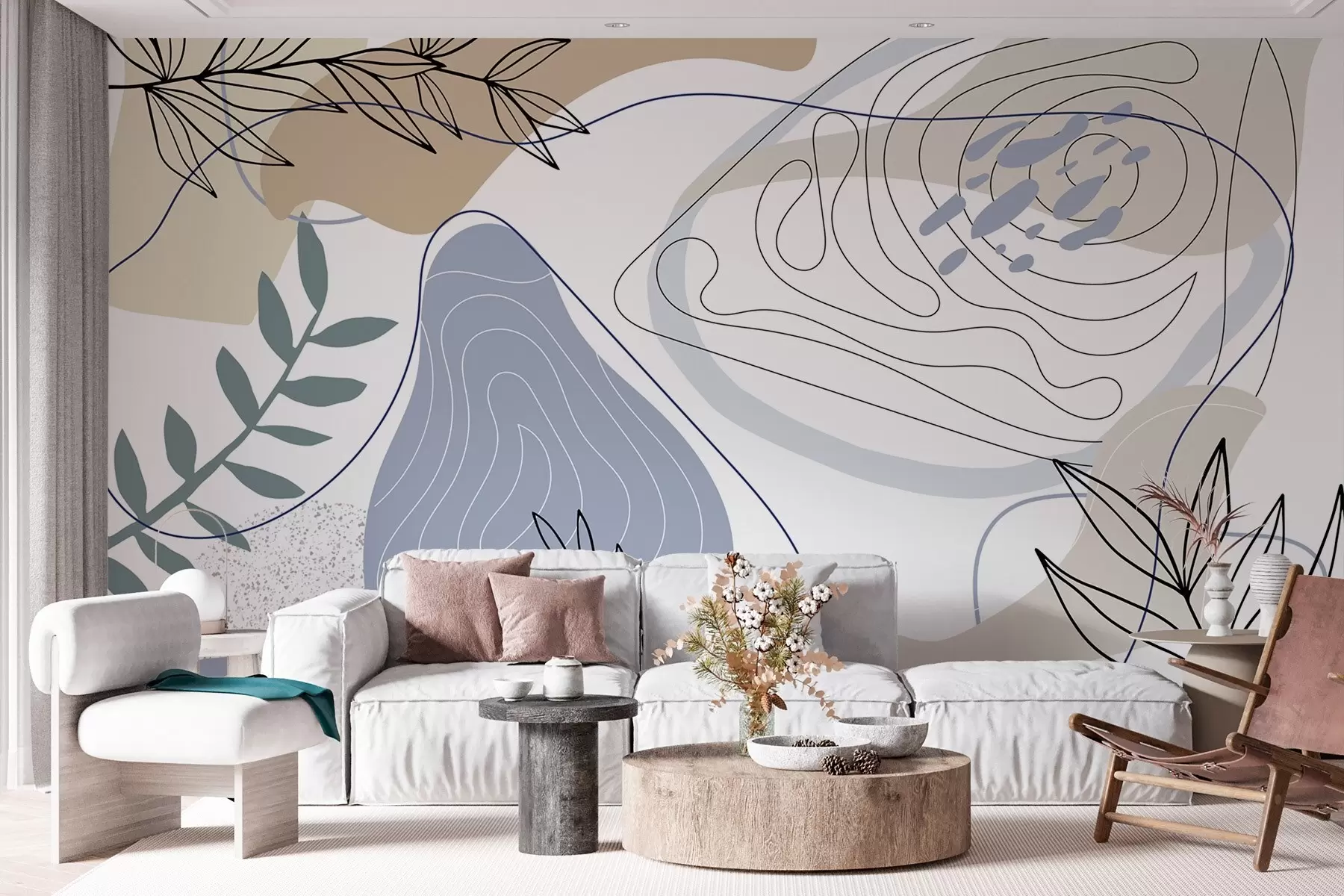 wall murals Апстракција са листовима w03832