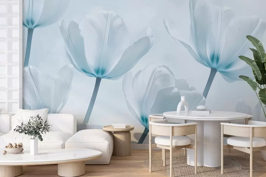 wall murals Прелепи лале, цветне, плаве боје, реализам w03877v1