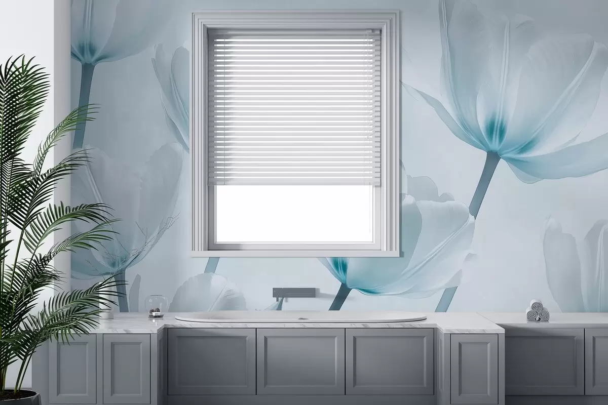 wall murals Прелепи лале, цветне, плаве боје, реализам w03877v1