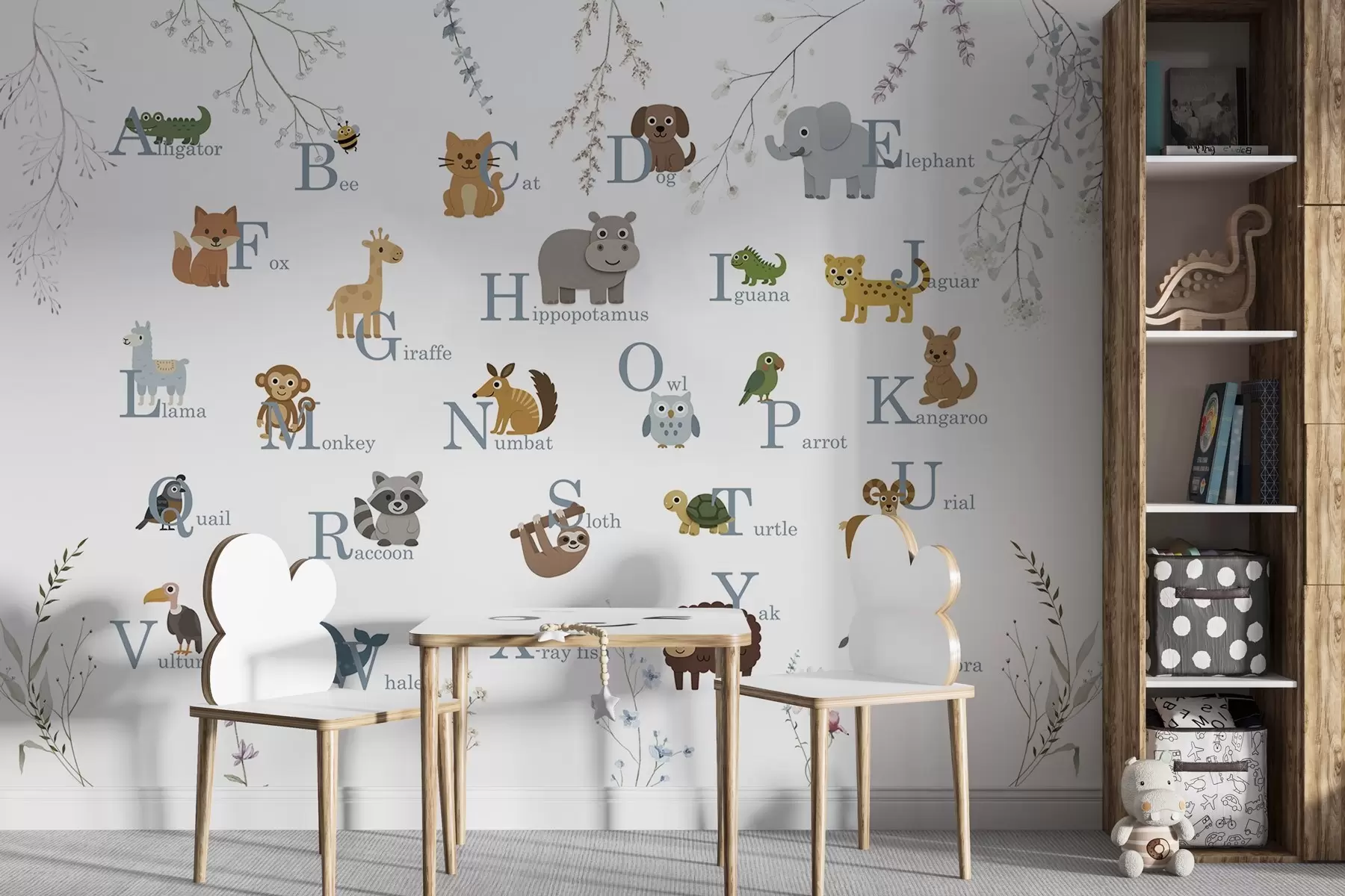 wall murals Минималистичка абецеда са плавим словима w03808