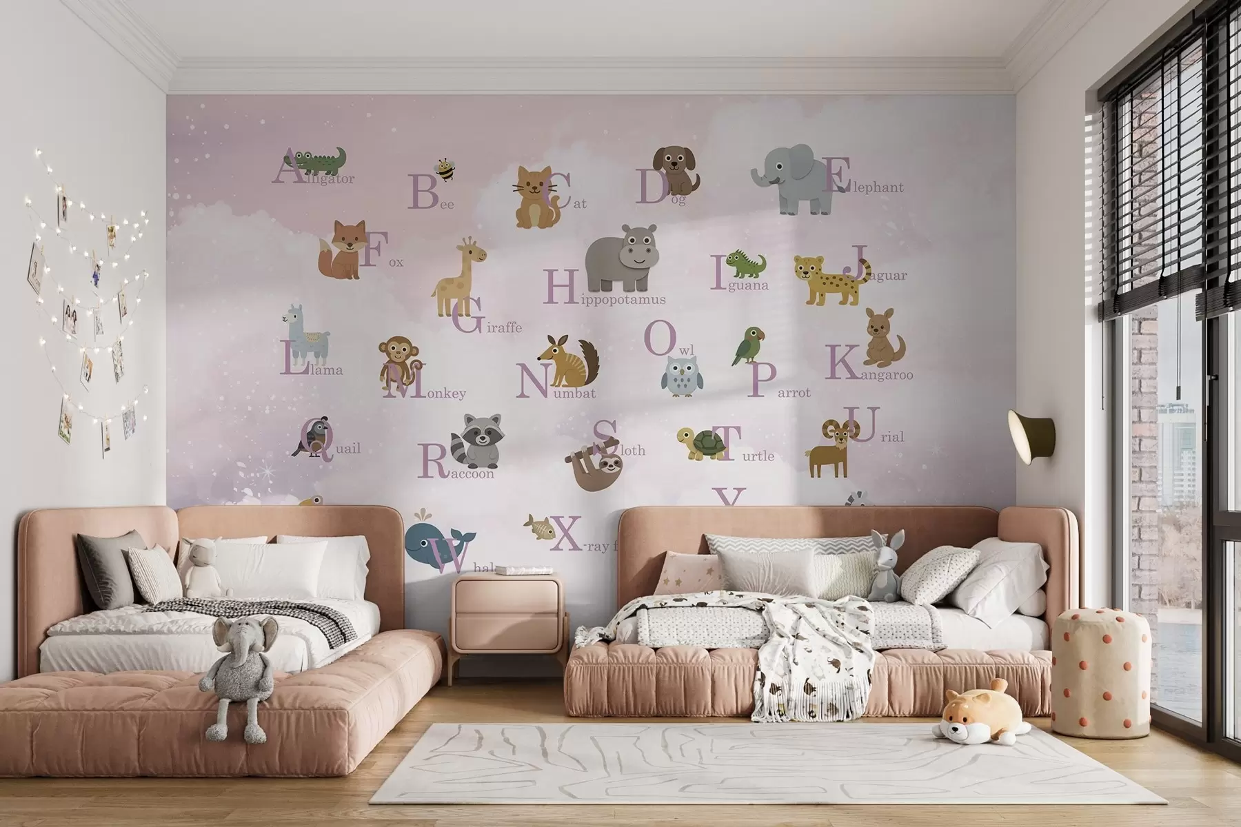 wall murals Абецеда са ружичастим словима на позадини неба w03810