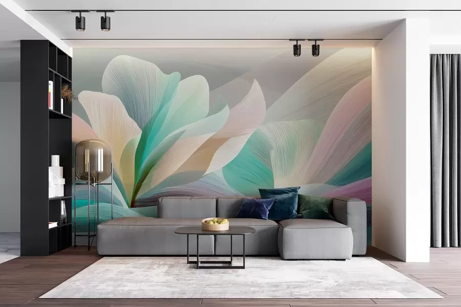 wall murals Елегантна апстракција са глатким кривинама које подсећају на цвет и таласе w09075