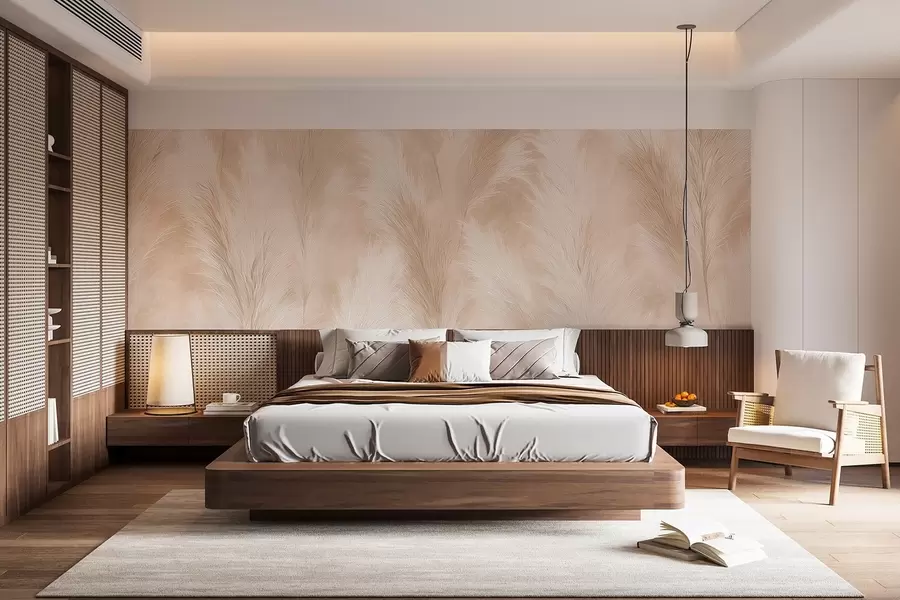 wall murals Пампас трава у беж и розе тоновима w09077