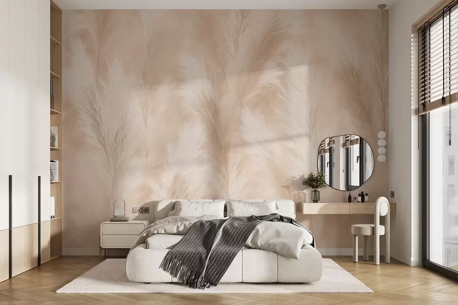 wall murals Пампас трава у беж и розе тоновима w09077