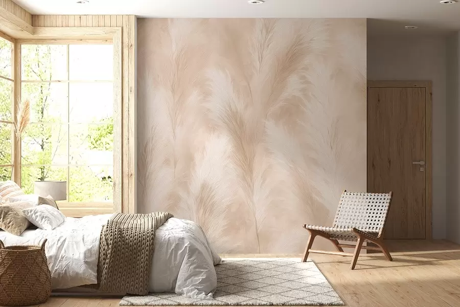 wall murals Пампас трава у беж и розе тоновима w09077