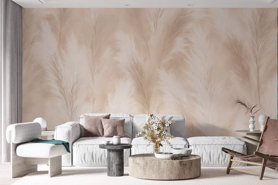 wall murals Пампас трава у беж и розе тоновима w09077