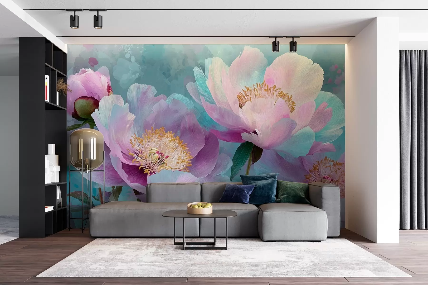 wall murals Шарени божури у плавим и љубичастим нијансама w09087