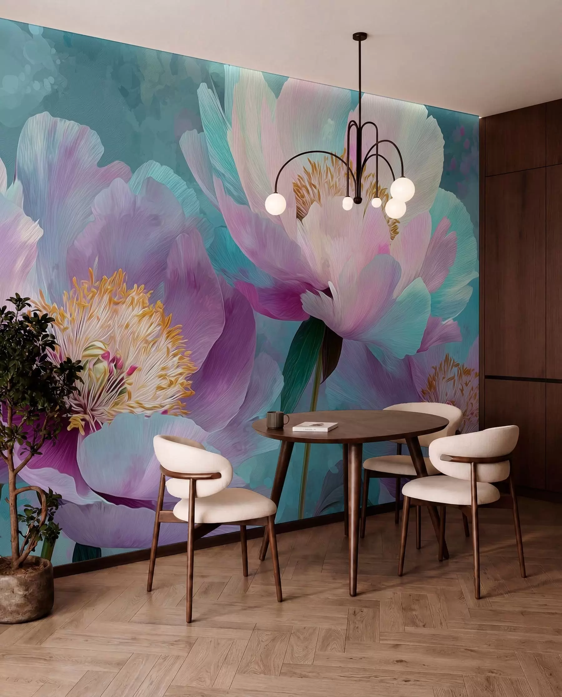 wall murals Шарени божури у плавим и љубичастим нијансама w09087