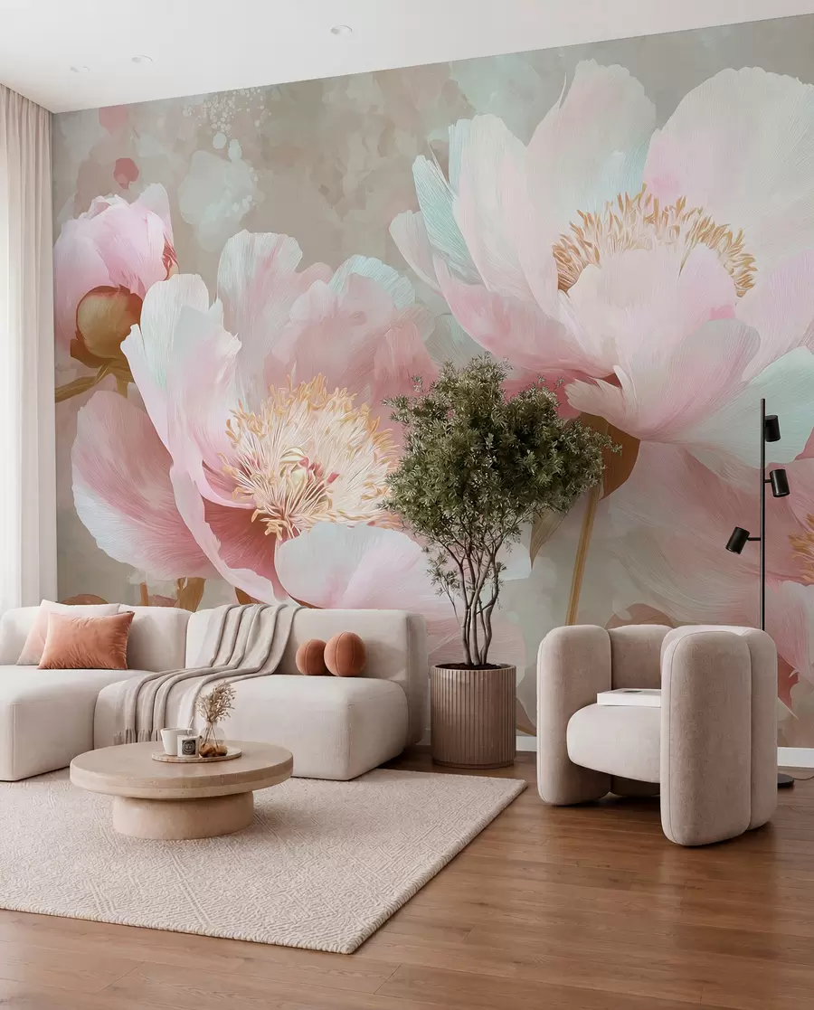 wall murals Нежни божури у розе и беж тоновима w09087v1