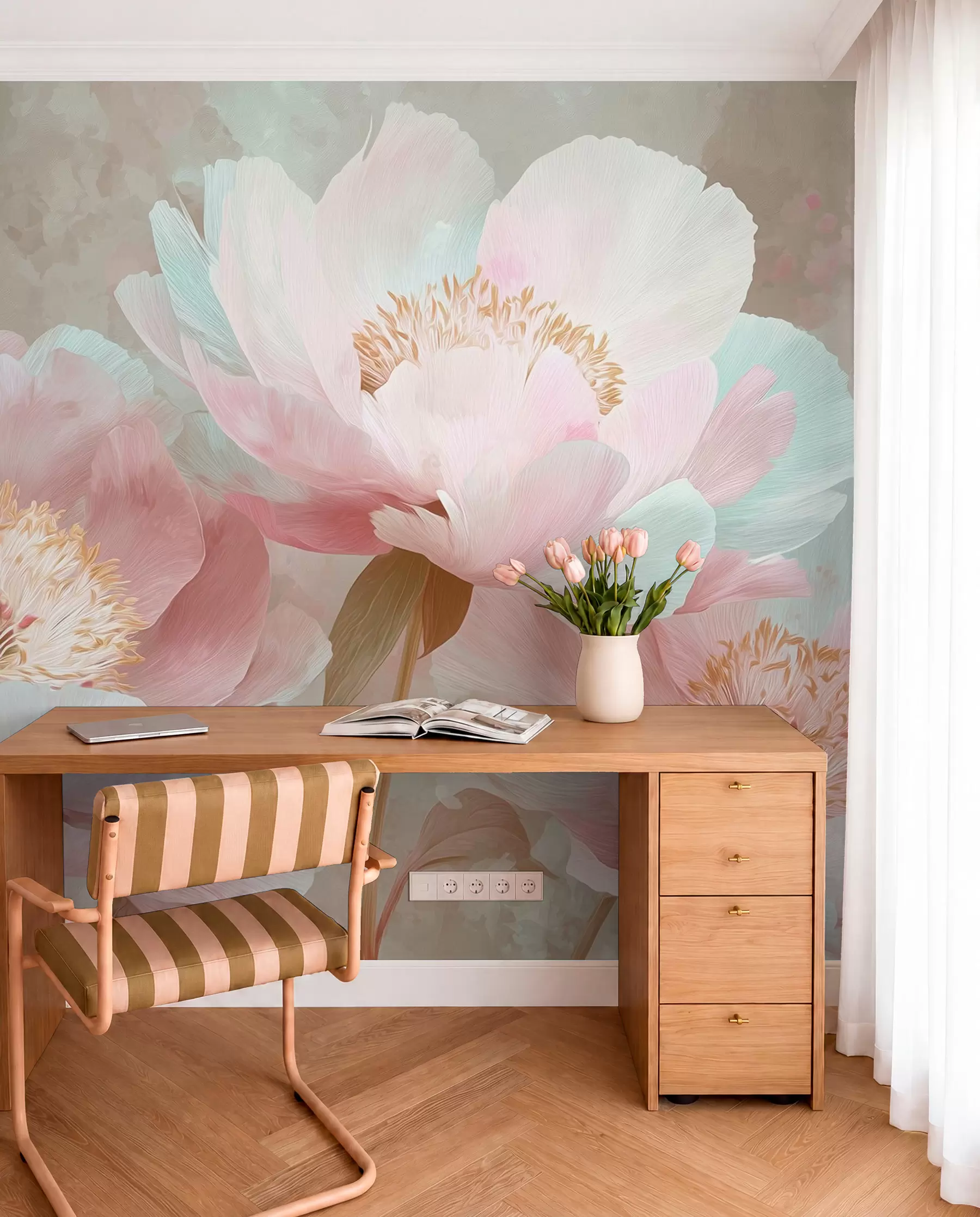 wall murals Нежни божури у розе и беж тоновима w09087v1
