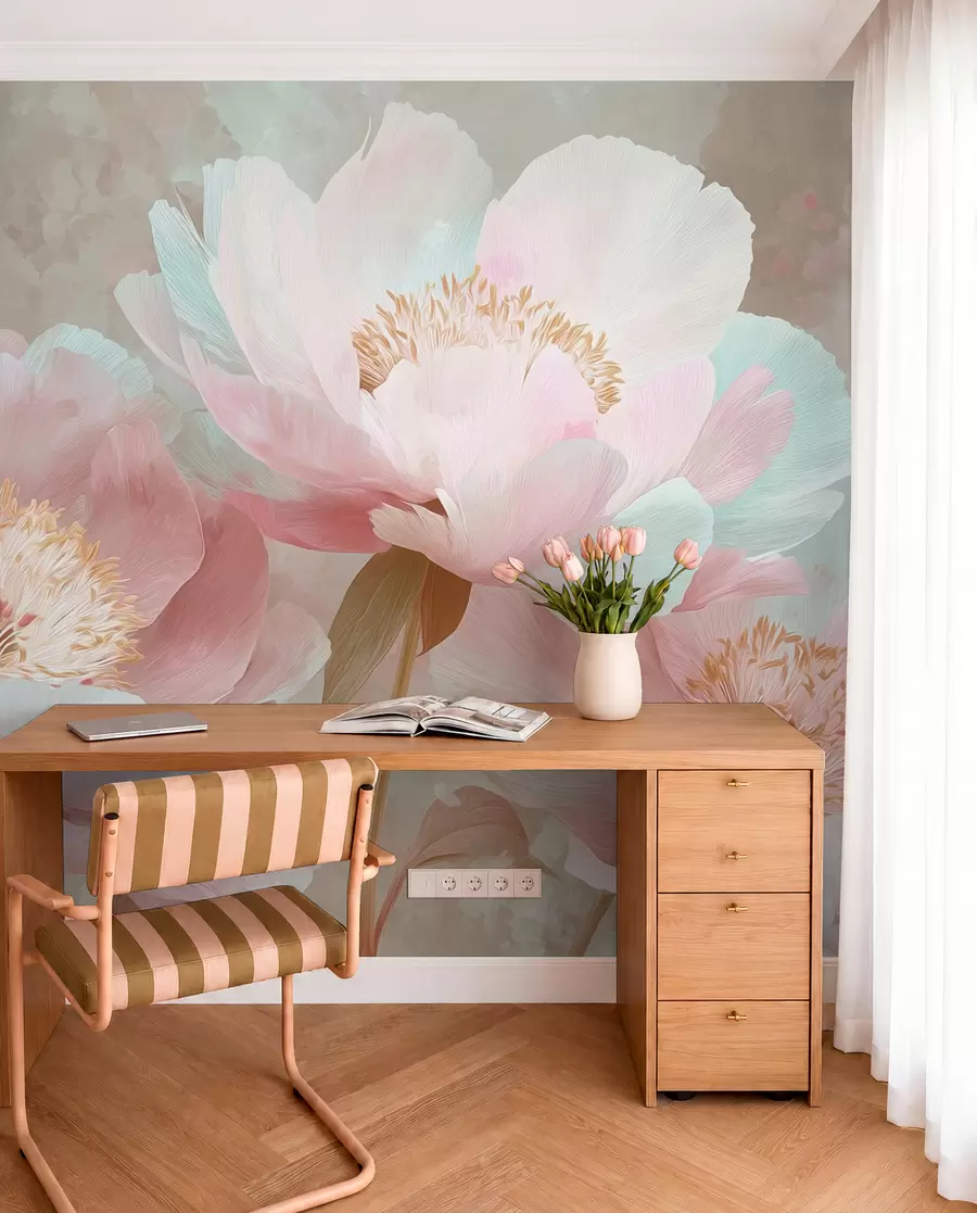 wall murals Нежни божури у розе и беж тоновима w09087v1