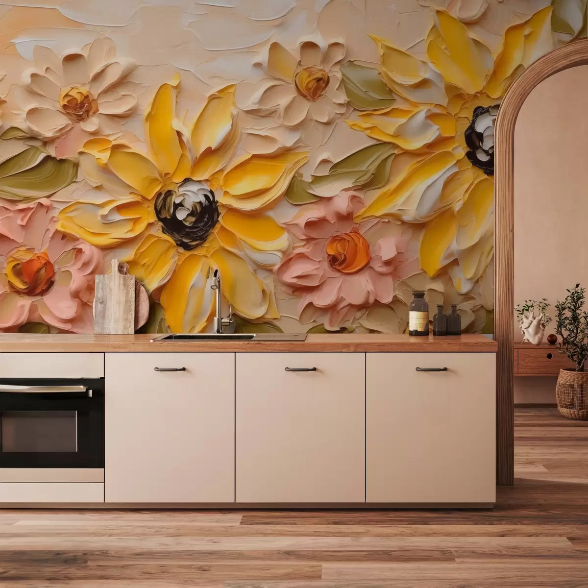 wall murals Светло цвеће имитација потеза четкицом w03898