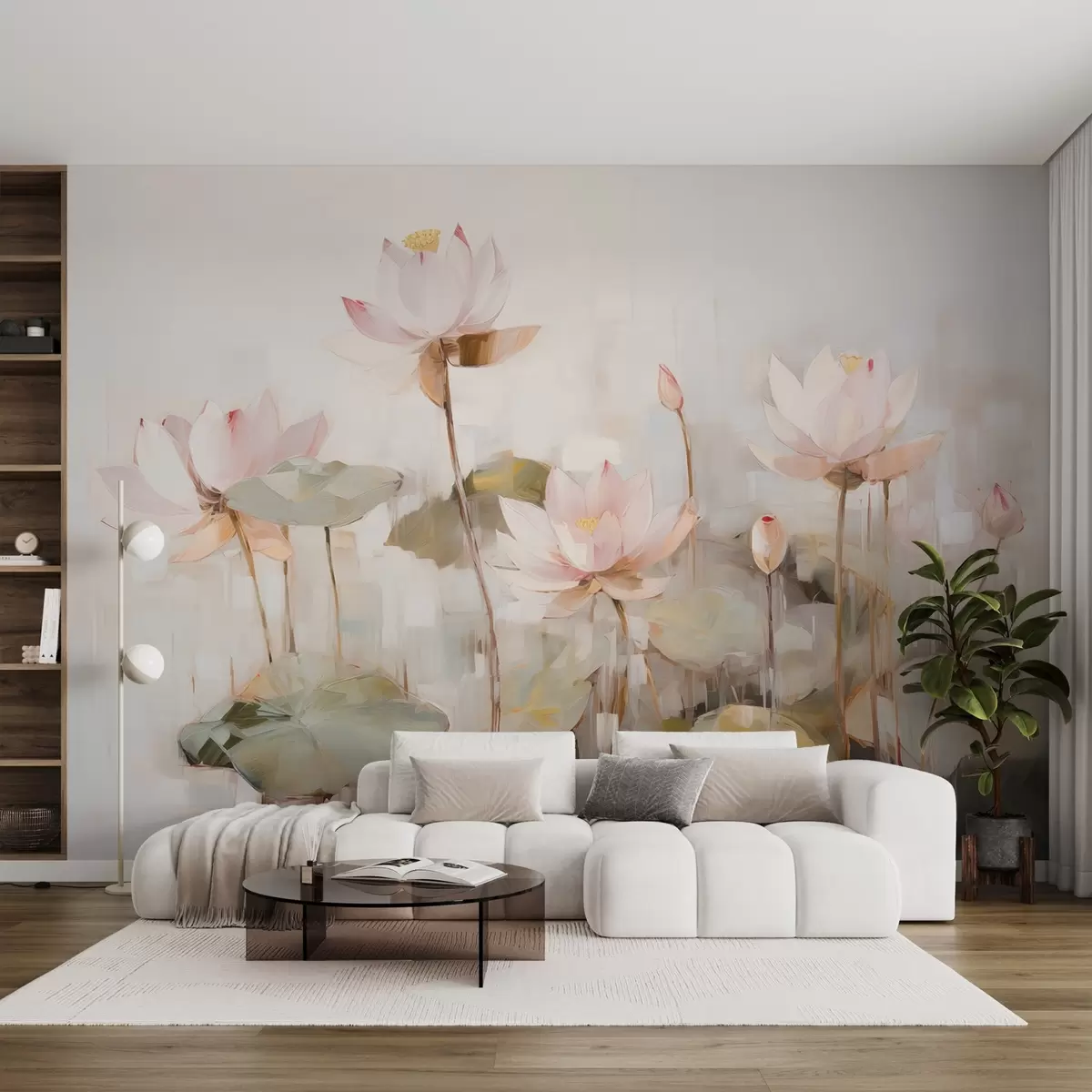 wall murals Деликатни лотосови цветови обојени акрилом w09067