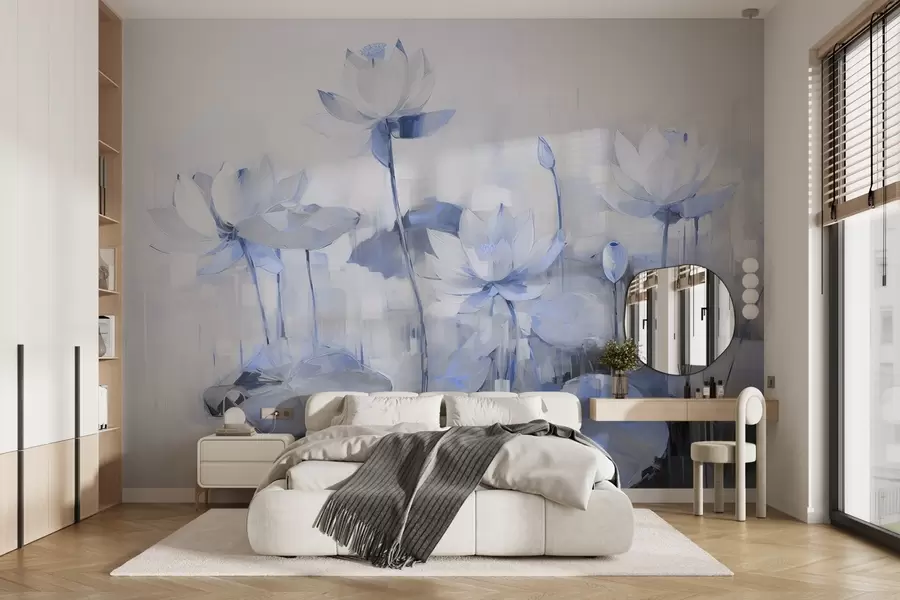 wall murals Деликатни лотосови цветови обојени акрилом w09067v1