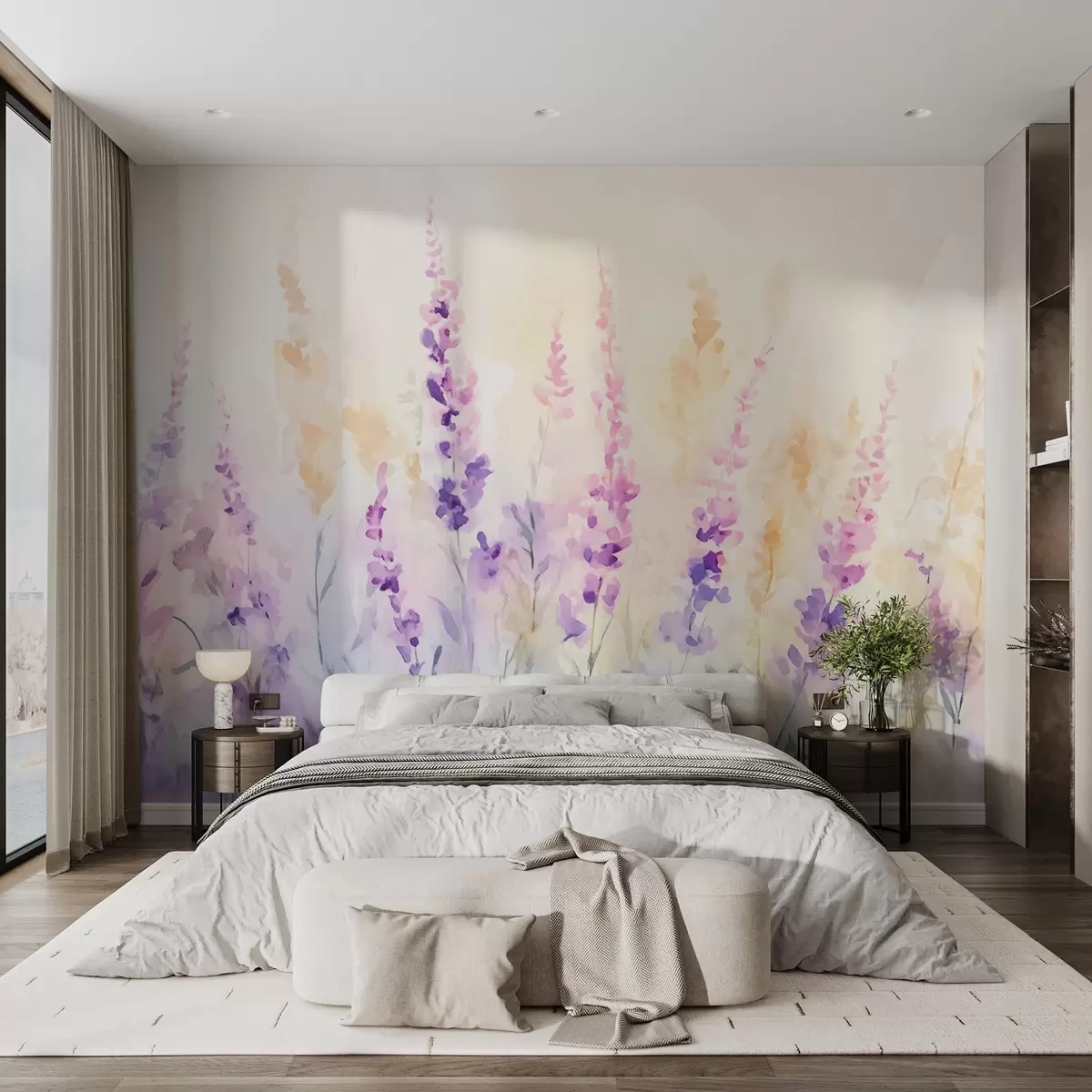 wall murals Винтаге поље лаванде w09069