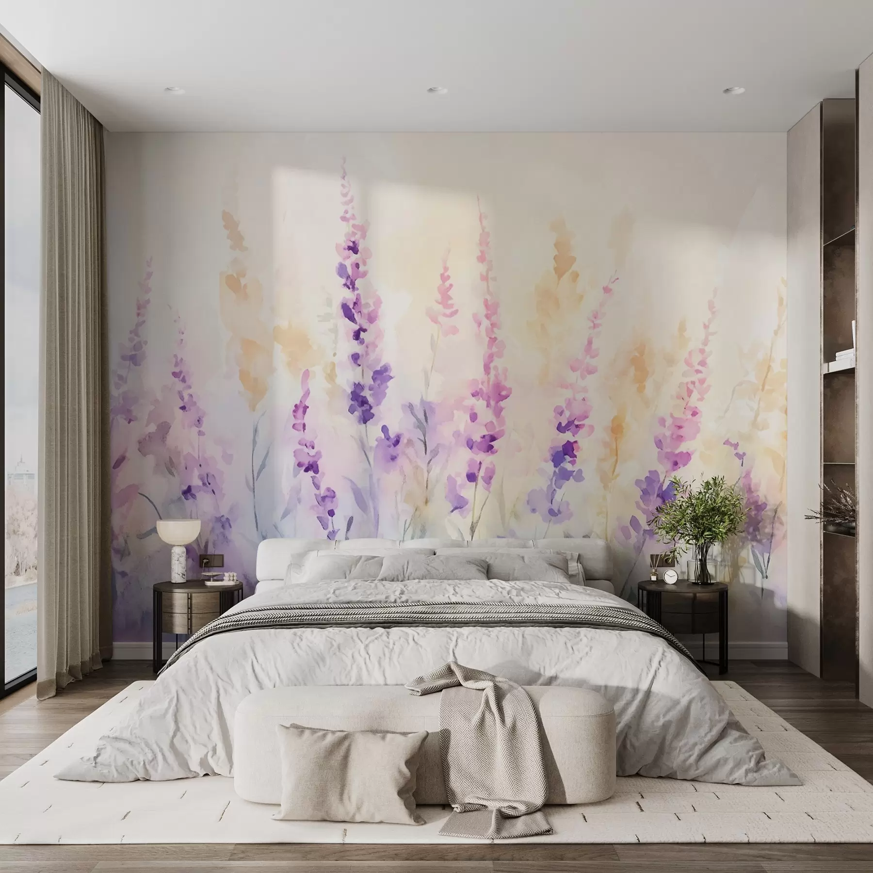 wall murals Винтаге поље лаванде w09069