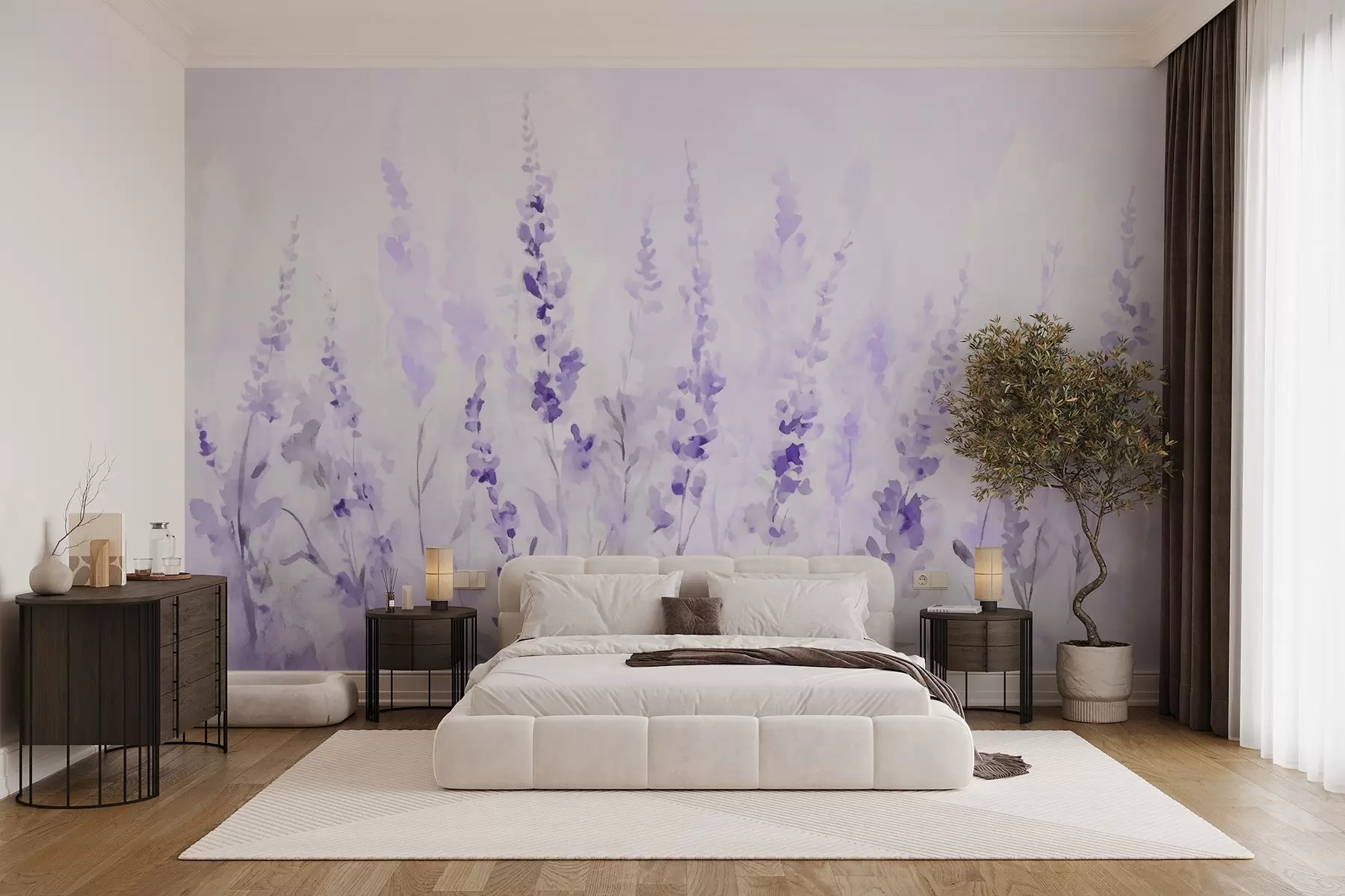 wall murals Винтаге поље лаванде w09069v1