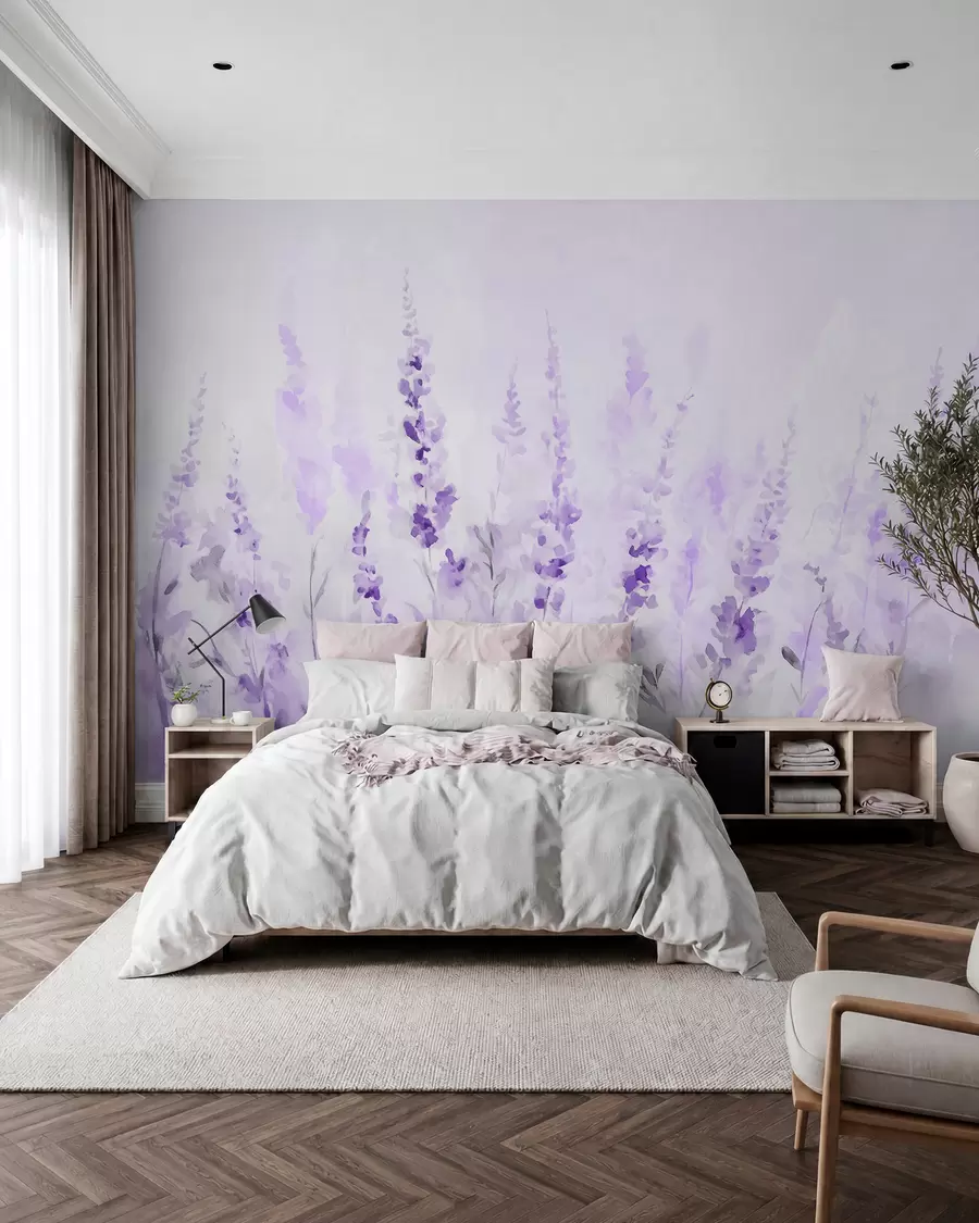 wall murals Винтаге поље лаванде w09069v1