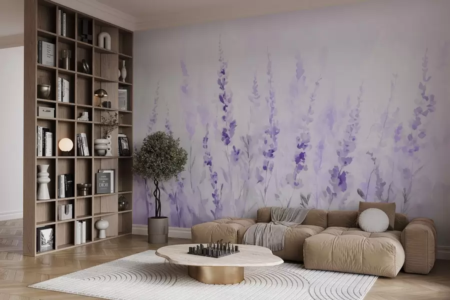 wall murals Винтаге поље лаванде w09069v1