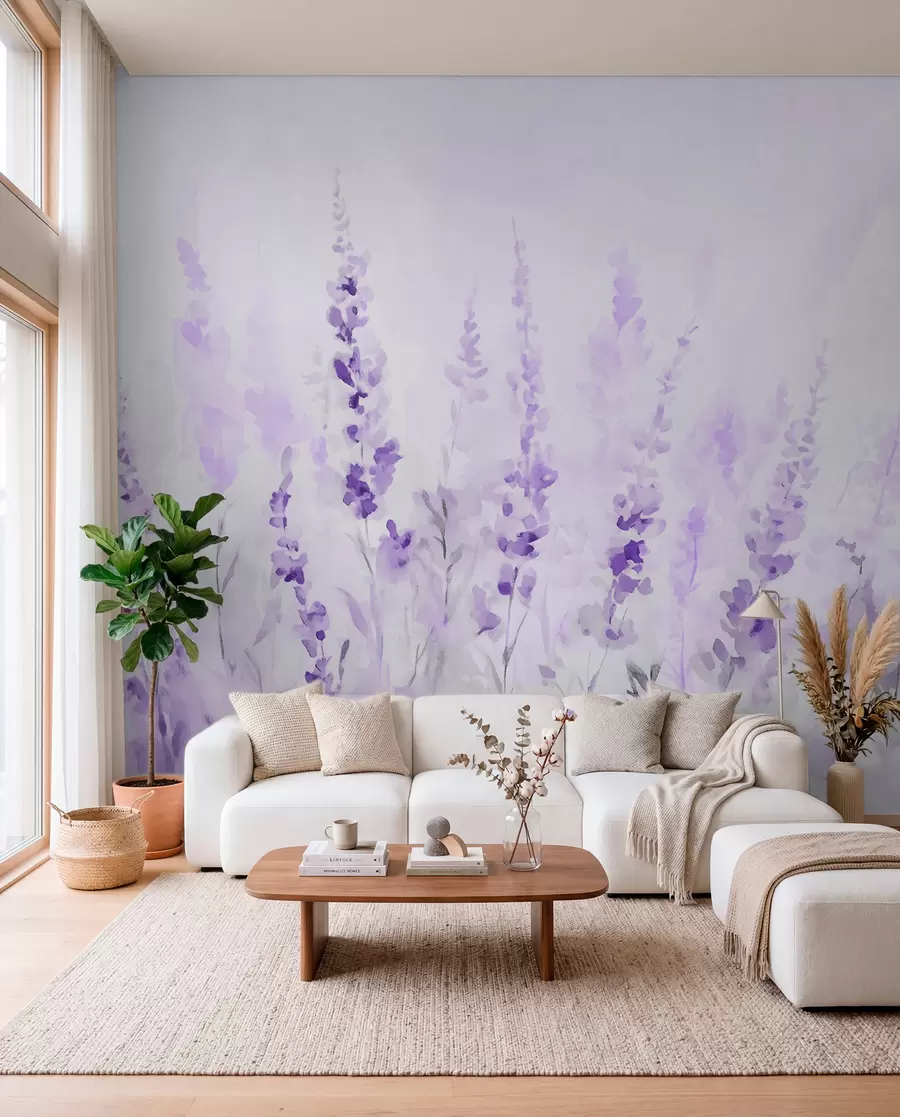 wall murals Винтаге поље лаванде w09069v1
