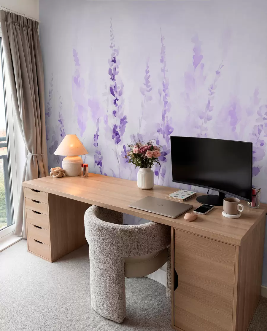 wall murals Винтаге поље лаванде w09069v1