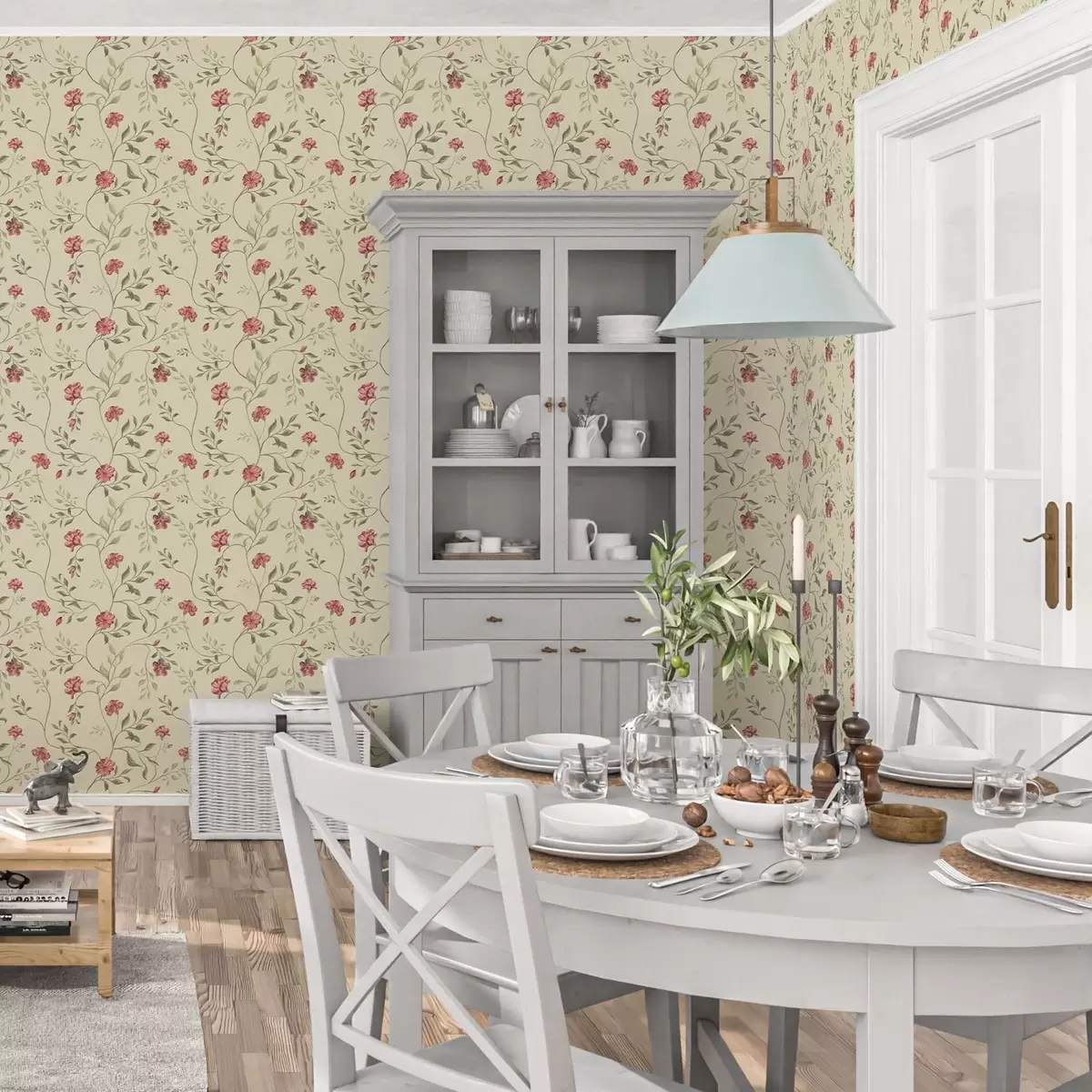 Позадина Цвеће и црвени пупољци на светлој позадини a00114