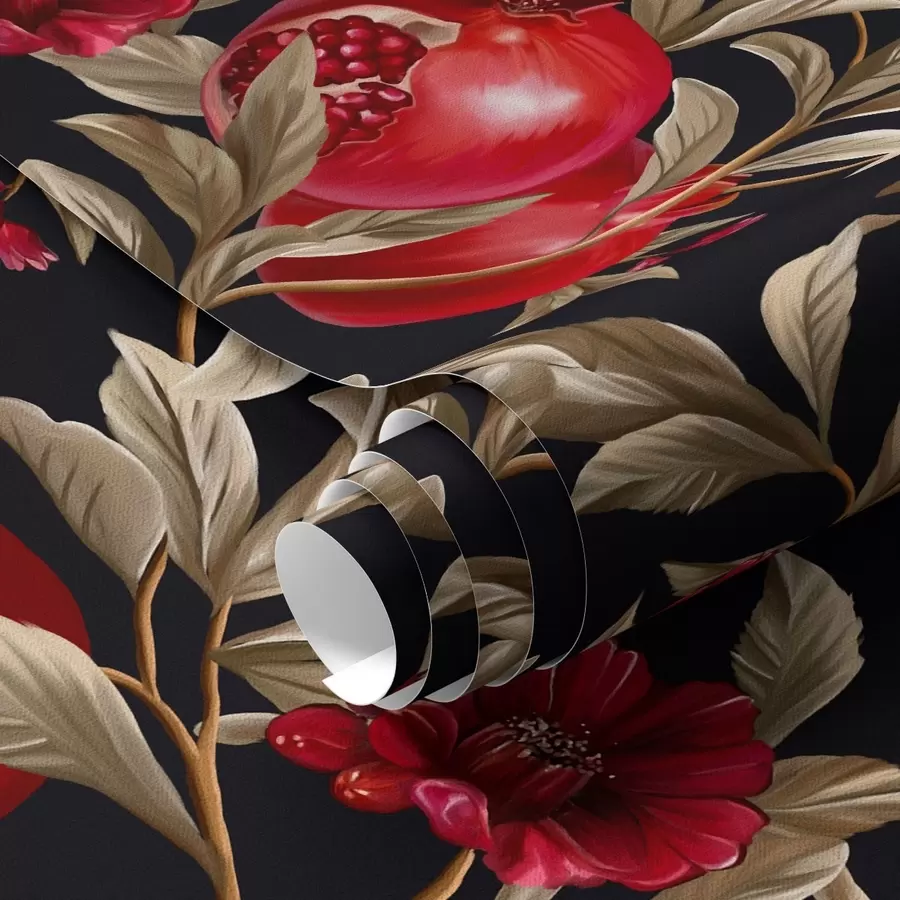 wall murals Нар и цвеће на тамној позадини у медитеранском стилу a00115