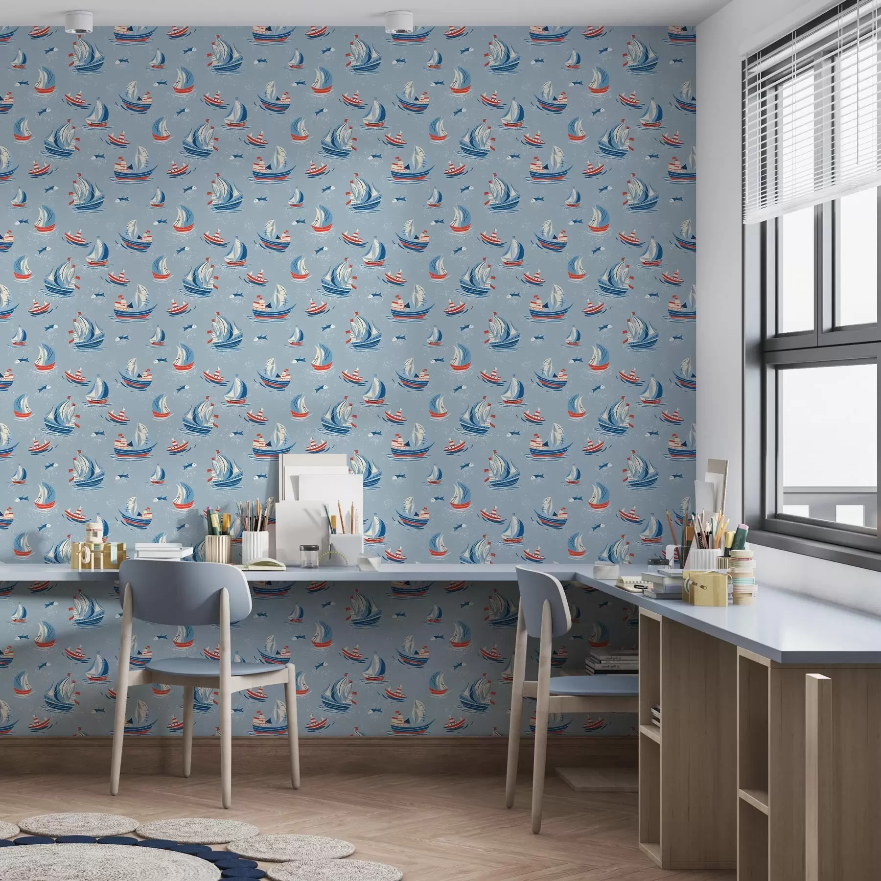 wall murals Бродови на плавој позадини a00126