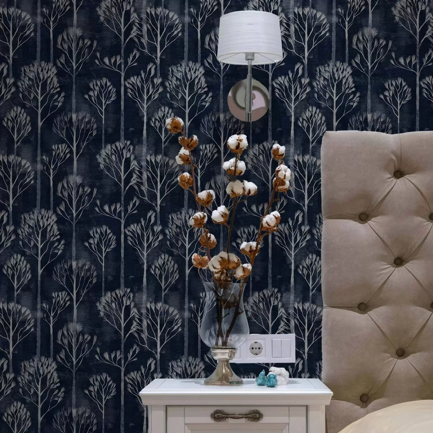 wall murals Ботаника са белим дрвећем у скандинавском стилу a00148