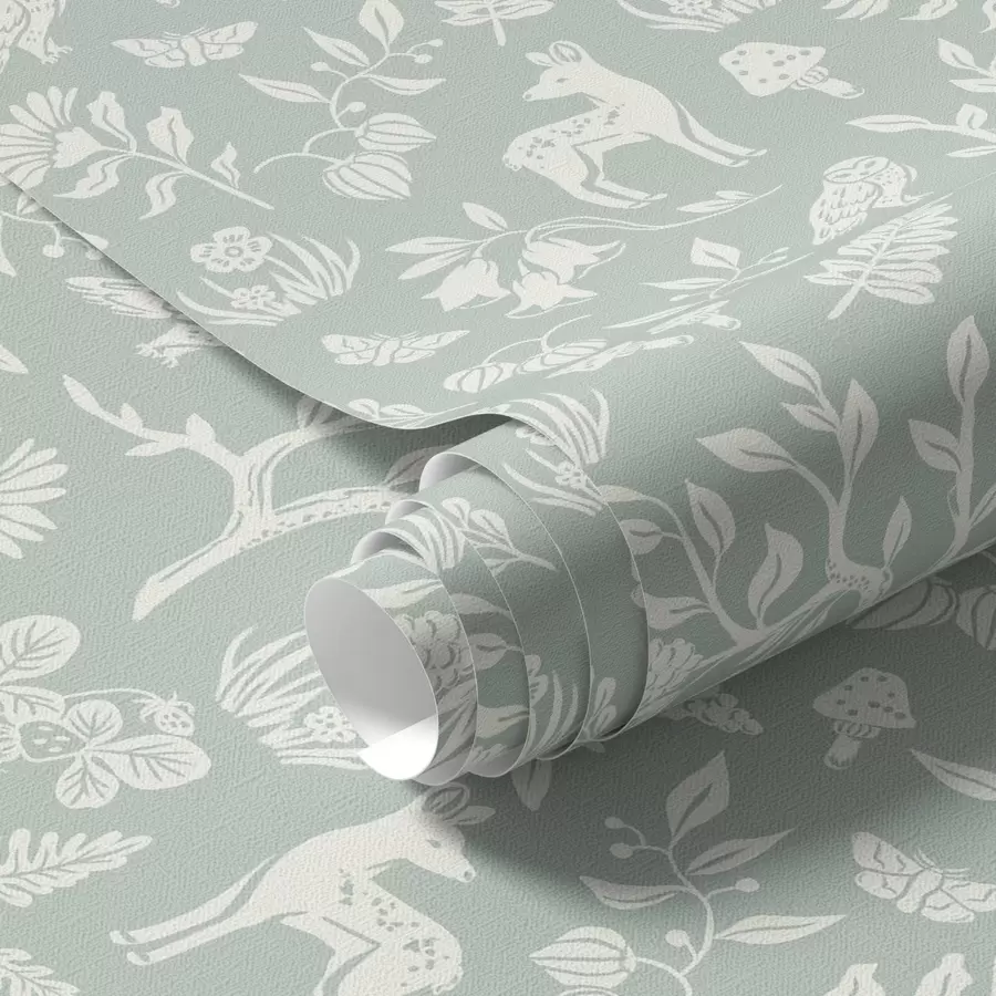 wall murals Скандинавске животиње и биљке на позадини менте a00149