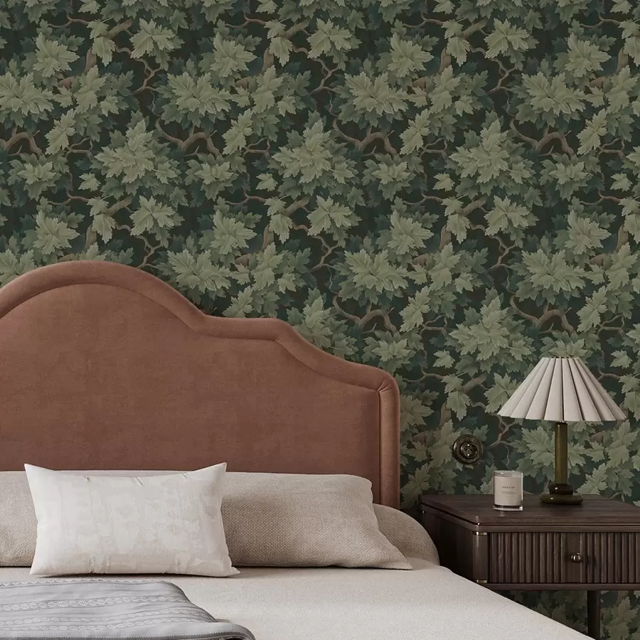 wall murals Храстово лишће на зеленој позадини a00151