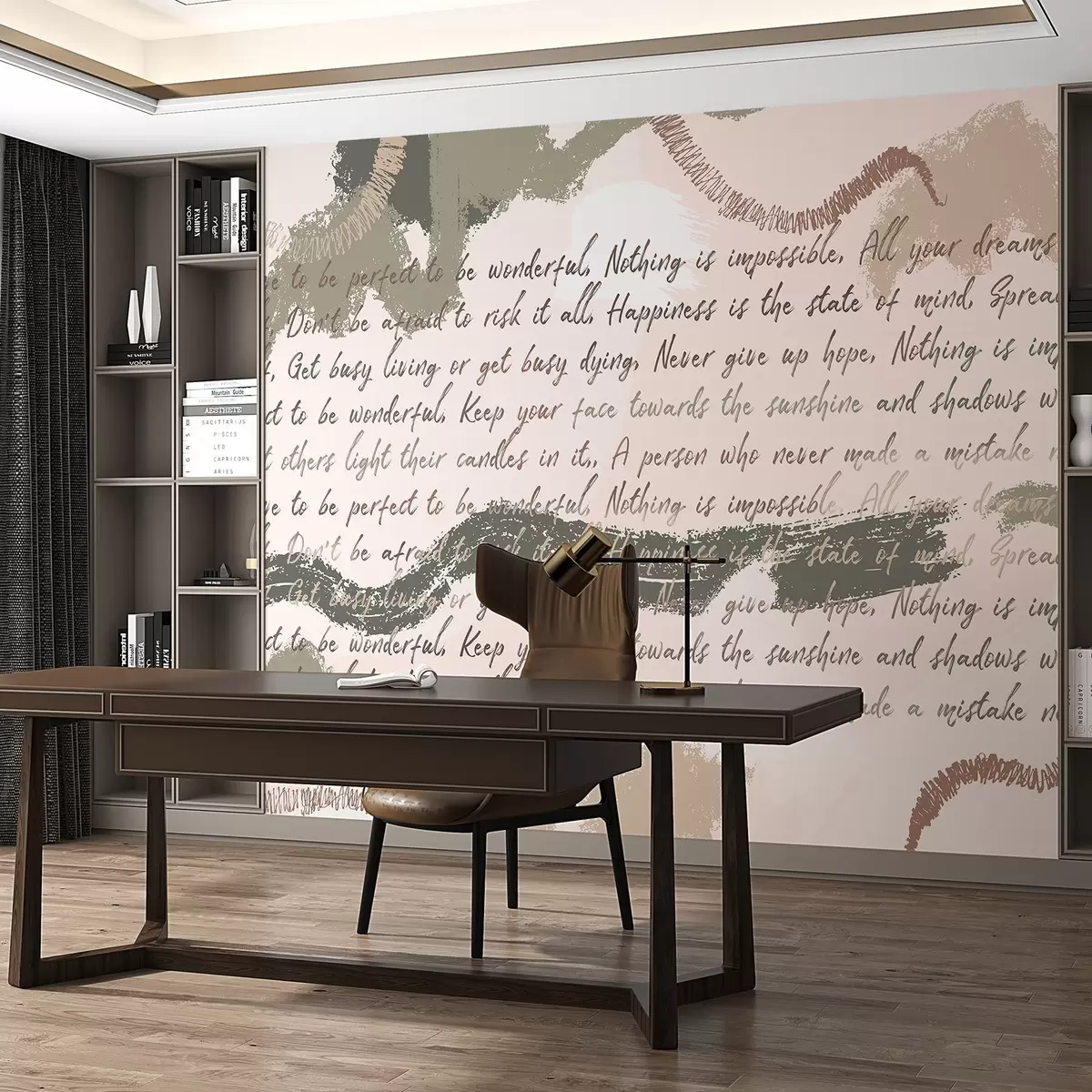 wall murals Дизајн са инспиративним цитатима, апстракцијом, природним бојама w03909